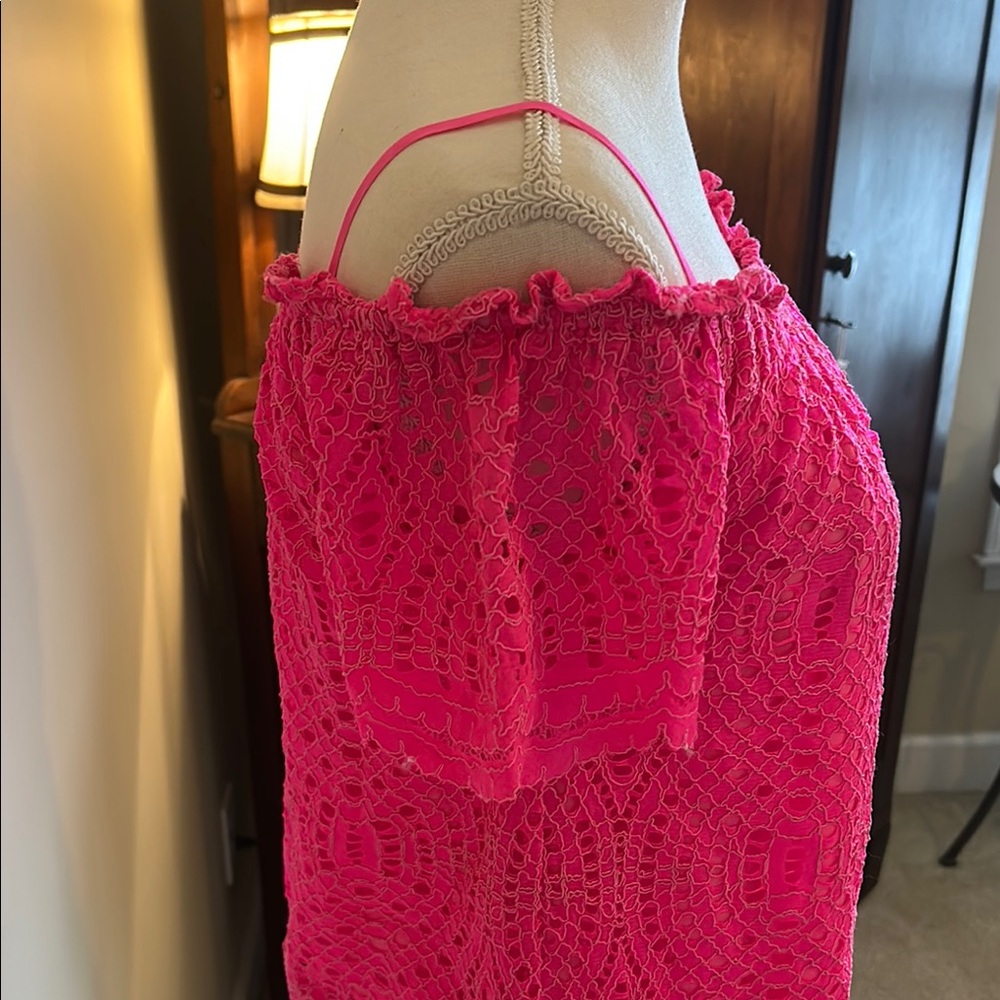Lilly Pulitzer Pink Smocked Puff Sleeve Blouse - Picture 4 of 4